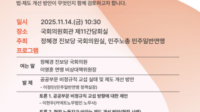 공공부문 비정규직 원청교섭 및 노정교섭 체계 모색을 위한 국회 토론회(영상 링크 포함)