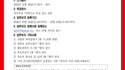 전국민주일반노동조합연맹 3기 임원 선거 등록 공고